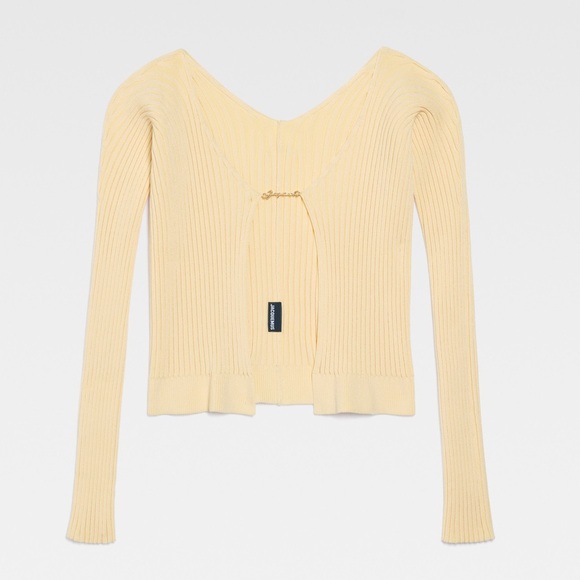 NWT JACQUEMUS light Yellow Le Chouchou 'Le maille Pralu Longue' Cardigan  40/L/8 - Picture 1 of 13